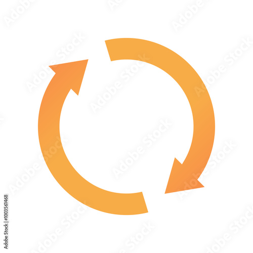 ループやサイクルをイメージした矢印のイラスト　黄のグラデーション 細いライン