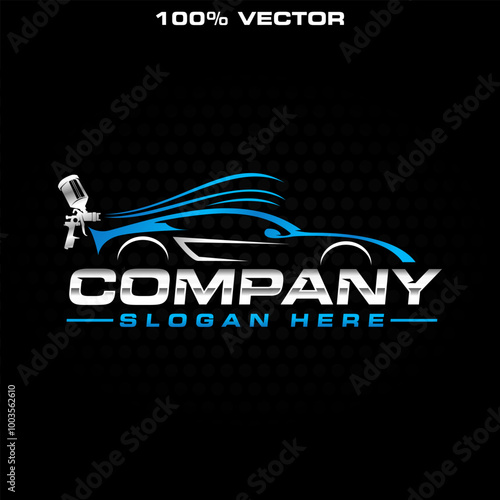 car paint logo emblem template with black background vector