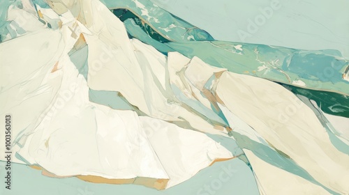 Wallpaper Mural Mint blanket motif painting featuring a contrasting hem Torontodigital.ca