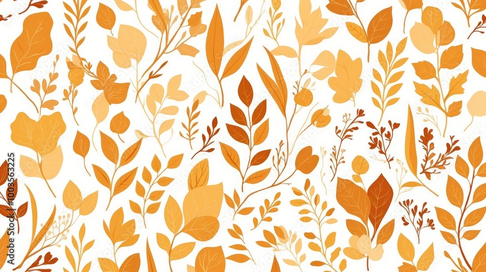 Light orange abstract vector pattern featuring natural style leaves and branches on a white background perfect for children s books Light orange abstract vector pattern featuring natural style leaves and branches on a white background perfect for children s books