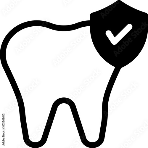 Vector Icon Dental Care, Dental Insurance, Teeth, Protection, Shield, Dentist