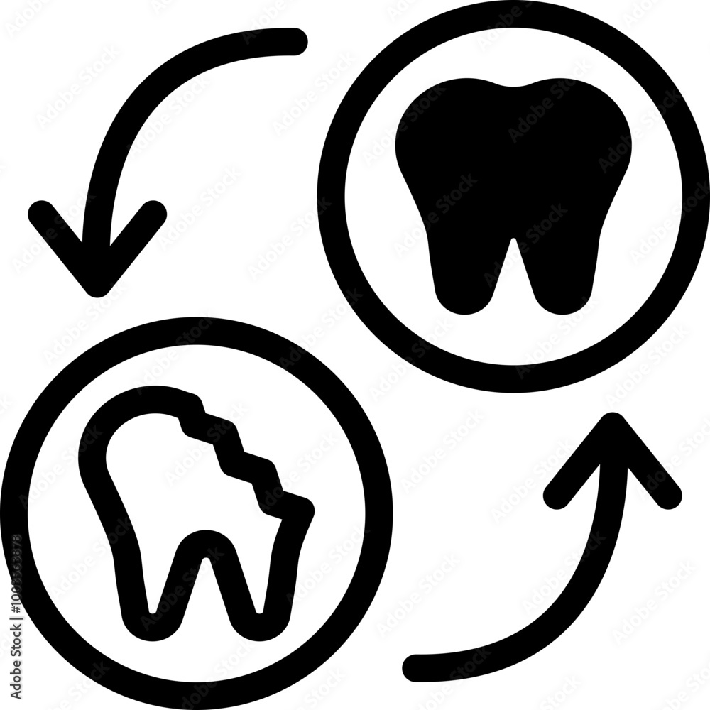 Vector Icon Tooth, Dental, Tooth, Dentist, Change, Arrow, Before And After Vector Icon Tooth, Dental, Tooth, Dentist, Change, Arrow, Before And After
