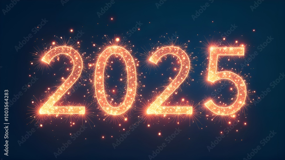 numbers 2025 in New Year's style, fireworks from numbers, New Year holiday, dark blue background numbers 2025 in New Year's style, fireworks from numbers, New Year holiday, dark blue background