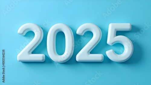 numbers 2025 on a blue background, concept of medicine, pills