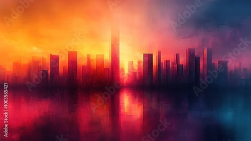 Cityscape Sunset Reflection