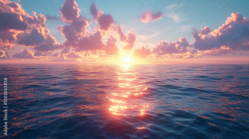 Fototapeta premium Dramatic Skies and Ocean Waves at Sunset - Made with Generative AI