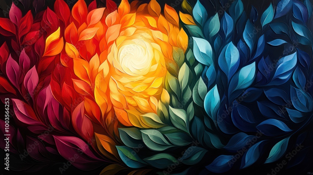 Abstract Painting of Vivid Leaves Abstract Painting of Vivid Leaves