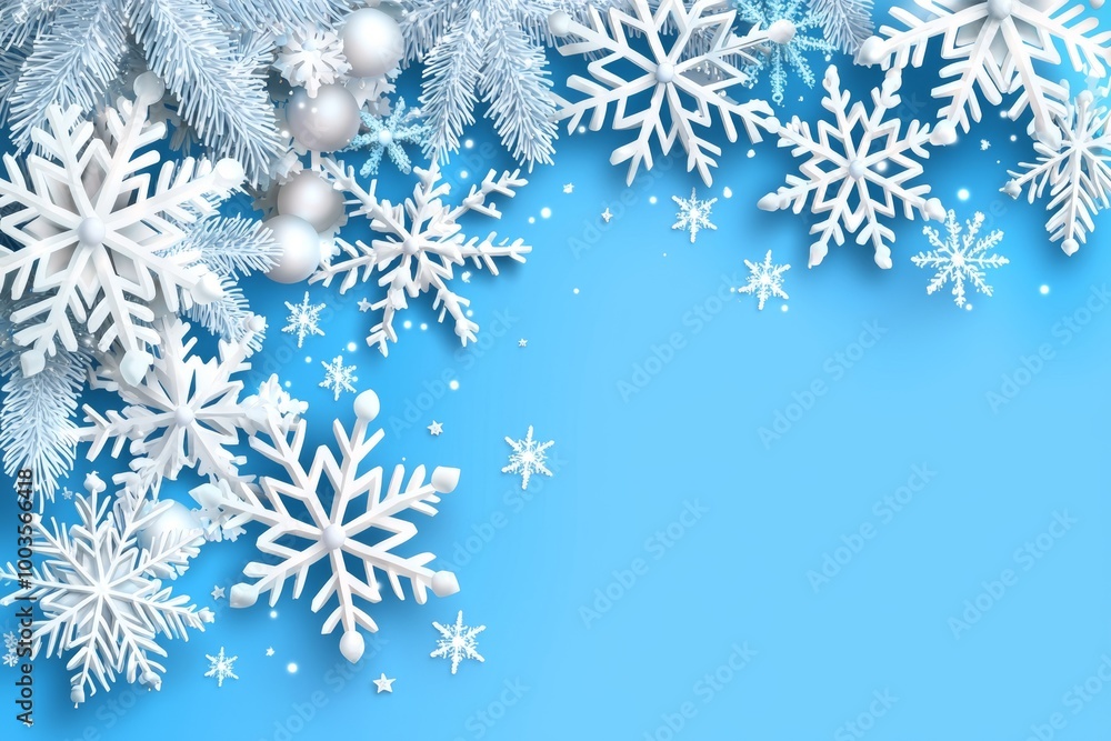 An abstract winter background with snowflakes, a Christmas background with heavy snowfall, and a snowflake in the sky An abstract winter background with snowflakes, a Christmas background with heavy snowfall, and a snowflake in the sky