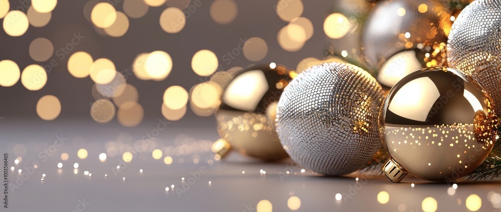A blurry bokeh lighting background with a Christmas tree and a happy new year greeting. Use for greeting cards, banners, headers, and covers. A blurry bokeh lighting background with a Christmas tree and a happy new year greeting. Use for greeting cards, banners, headers, and covers.