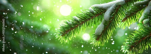 Christmas and New Year holiday green backdrop of fir or pine