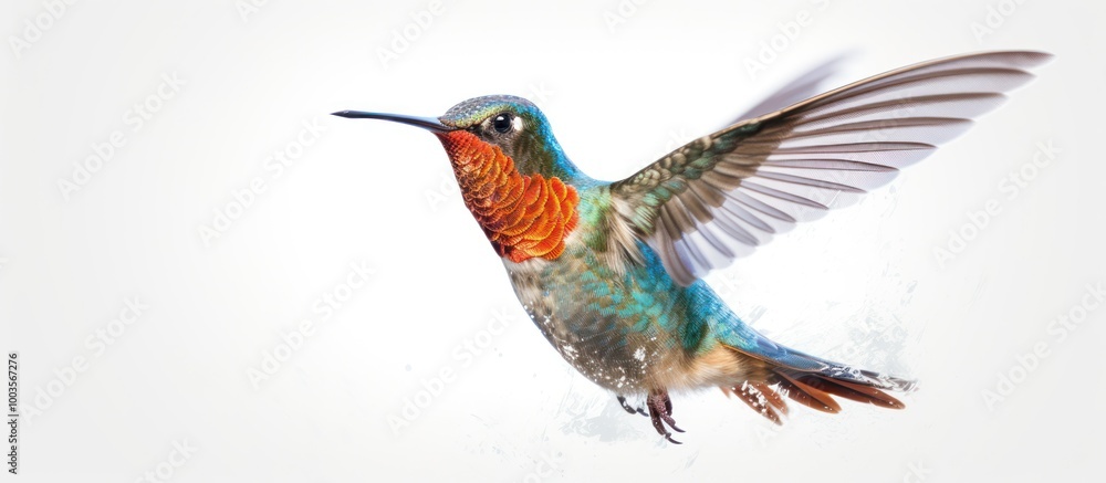 Fototapeta premium Hummingbird in Flight with Abstract Background