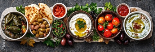 Wallpaper Mural Gourmet Mediterranean Platter with Dips, Olives, and Flatbread Torontodigital.ca