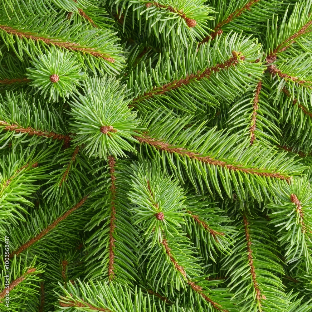 Fototapeta premium This flat lay layout is made up of Christmas tree branches. Nature New Year concept.