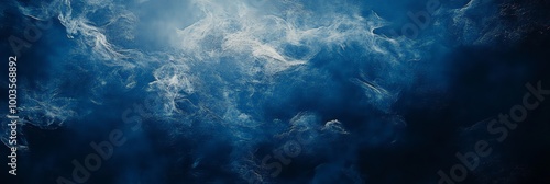 Dark Blue Fog and Smoke Effect on Black Background