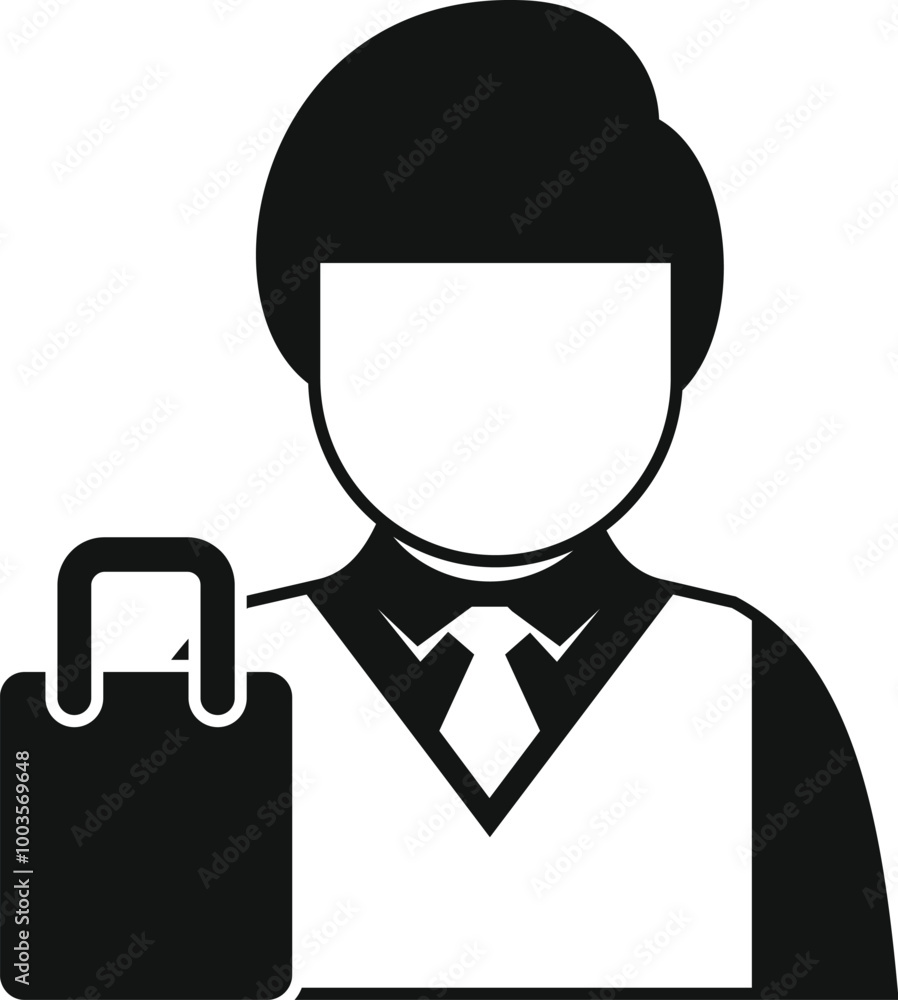 Businessman holding shopping bag icon, simple style Businessman holding shopping bag icon, simple style