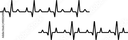 Heartbeat line set. Heart pulse collection. Emergency EKG monitoring. Electrocardiogram. vector illustration