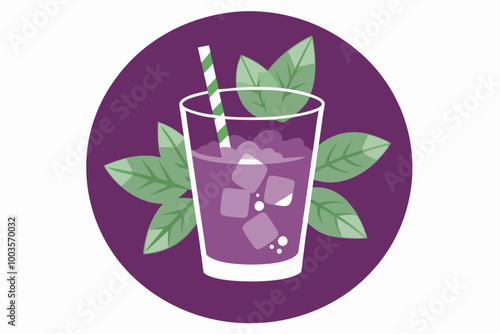 Refreshing Berry Drink with Mint Leaves in a Stylish Glass