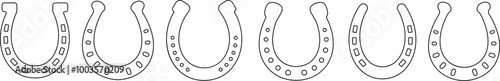 Horseshoe icon set. Luck symbol line style. Horse shoes collection vector illustration
