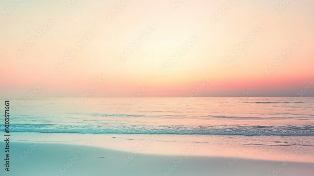 Obraz premium Tranquil Sunrise Over Calm Ocean Waves