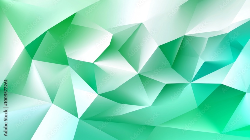 Obraz premium For minimalistic design, white and green geometric texture prism banners are used