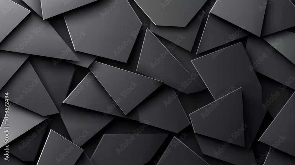 Fototapeta premium Random geometry with black carbon texture background