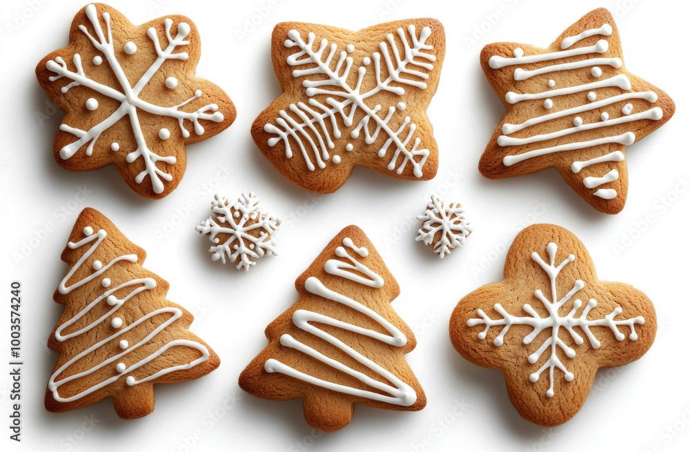 Isolated white background of gingerbread cookies made at home for the holiday season Isolated white background of gingerbread cookies made at home for the holiday season