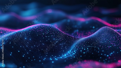 Abstract Digital Waves with Colorful Light Effects