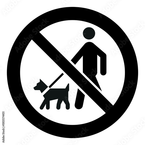 ISO prohibition safety signs symbol and pictogram only_no walking dog_black and white edition	

