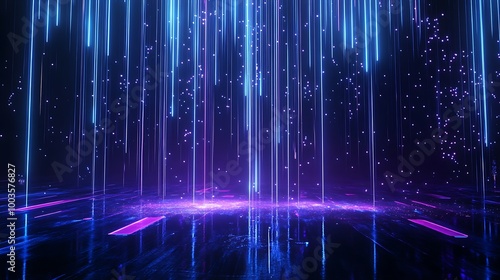 Abstract glowing lines and particles create a vibrant digital background with a futuristic feel.