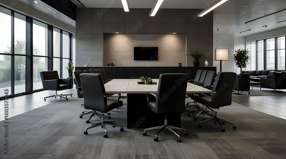 modern office space with light grey.generative.ai modern office space with light grey.generative.ai