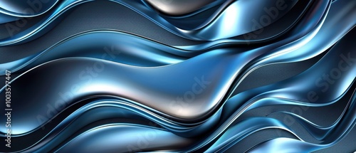 Abstract Blue Metallic Waves.