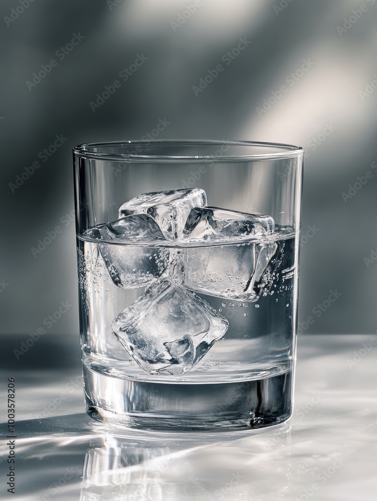 Modern Glass of Water with Ice Cubes Modern Glass of Water with Ice Cubes