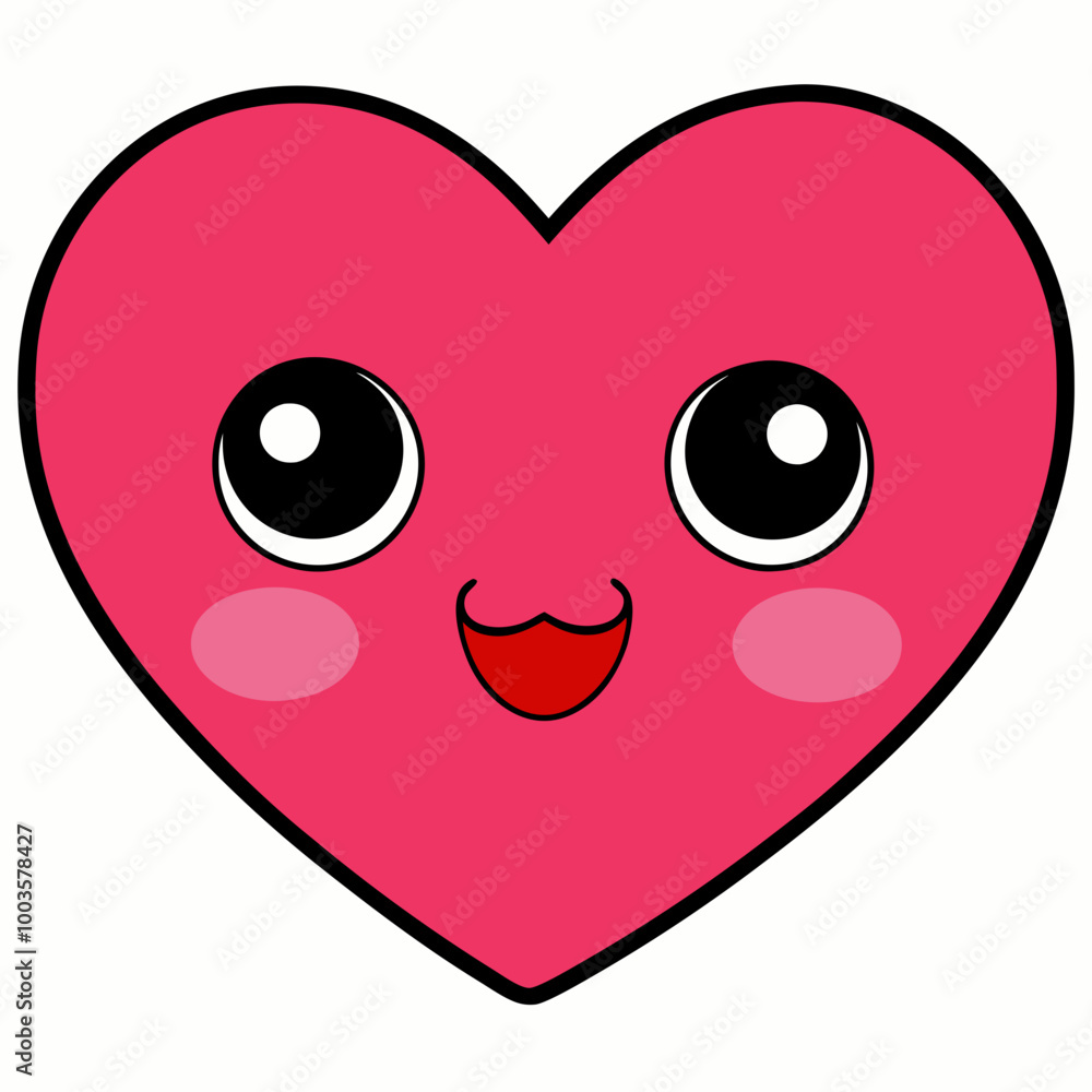 Heart-Shaped Cartoon Character with a Big Smile and Pink Cheeks Heart-Shaped Cartoon Character with a Big Smile and Pink Cheeks