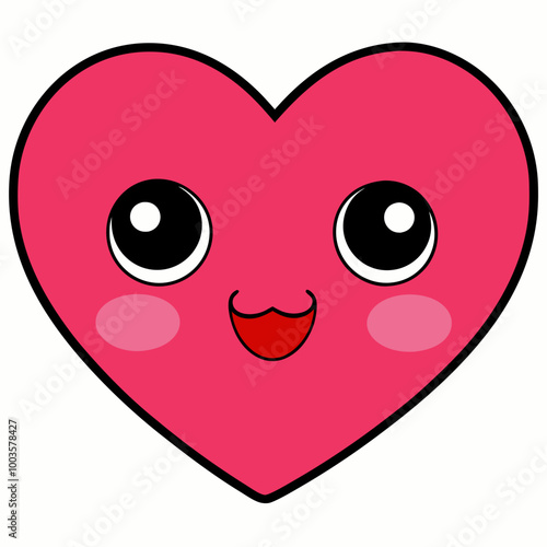 Heart-Shaped Cartoon Character with a Big Smile and Pink Cheeks" Keywords