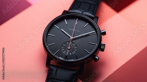 Black and Pink Wristwatch photo