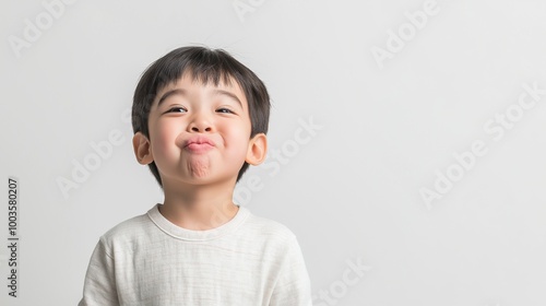 Asian boy Blowing a Kiss