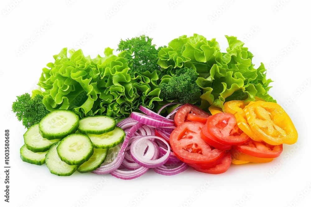 Fresh Salad Ingredients Isolated on White Background. Fresh Salad Ingredients Isolated on White Background.