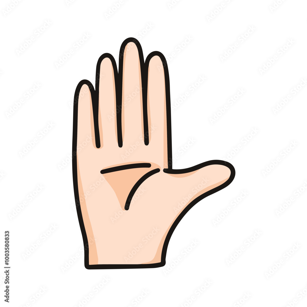 vector illustration of hand showing number five, hello gesture, raising hand, isolated on white background vector illustration of hand showing number five, hello gesture, raising hand, isolated on white background