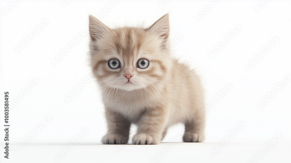 A kitten is lying on a white surface with its eyes closed A kitten is lying on a white surface with its eyes closed