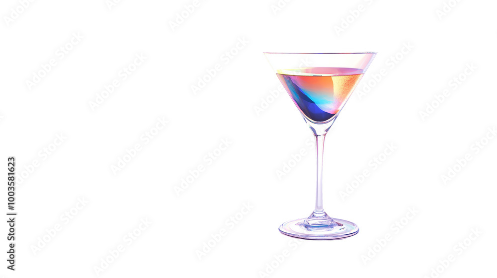 A glass of martini with a colorful swirl in it A glass of martini with a colorful swirl in it