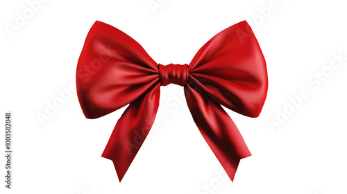 A red ribbon bow is shown on a white background