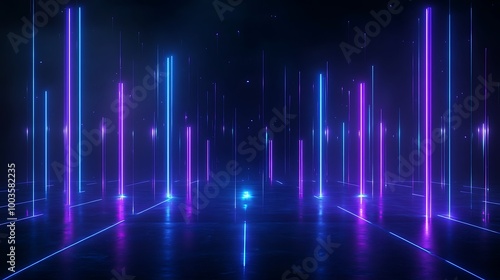 Futuristic glowing neon lines in deep space, creating a vibrant and dynamic visual effect.