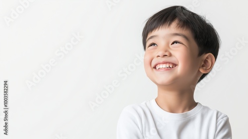 Asian boy on isolated white background