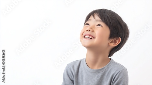 Asian boy on isolated white background