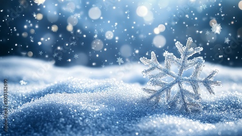 Festive christmas background with delicate snowflakes on a winter blue snowy backdrop, perfect for holiday season designs and winter-themed projects
