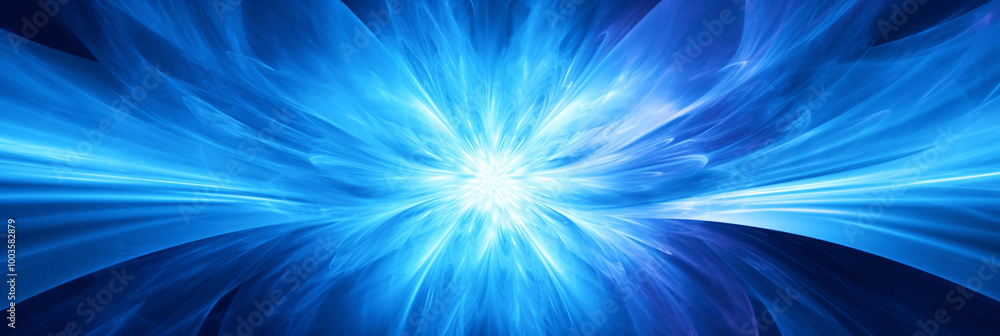 Obraz premium Abstract background with blue energy burst spreading from bright center