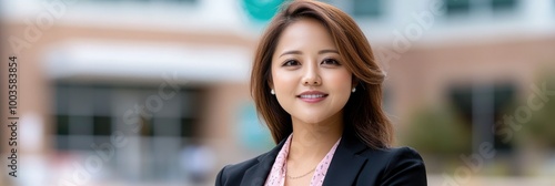 A businesswoman is presenting at a conference.