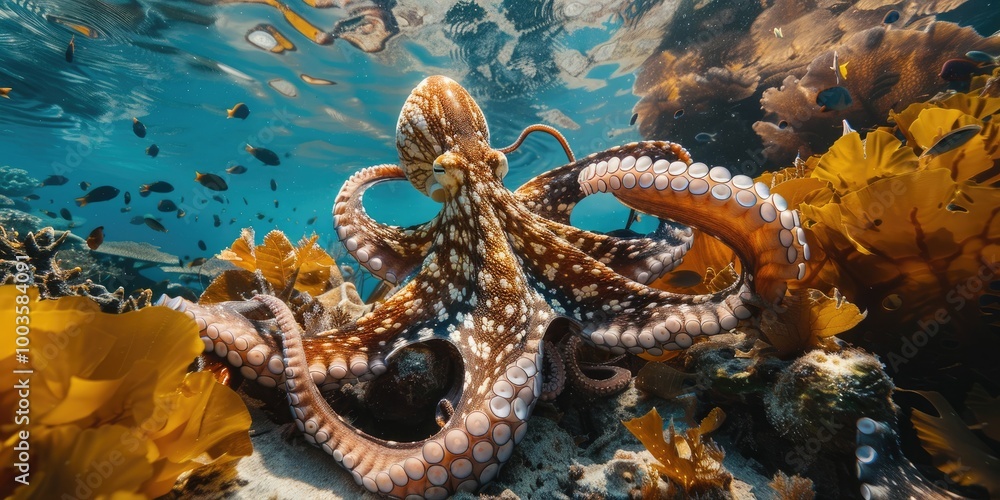 Fototapeta premium Underwater image of a typical octopus