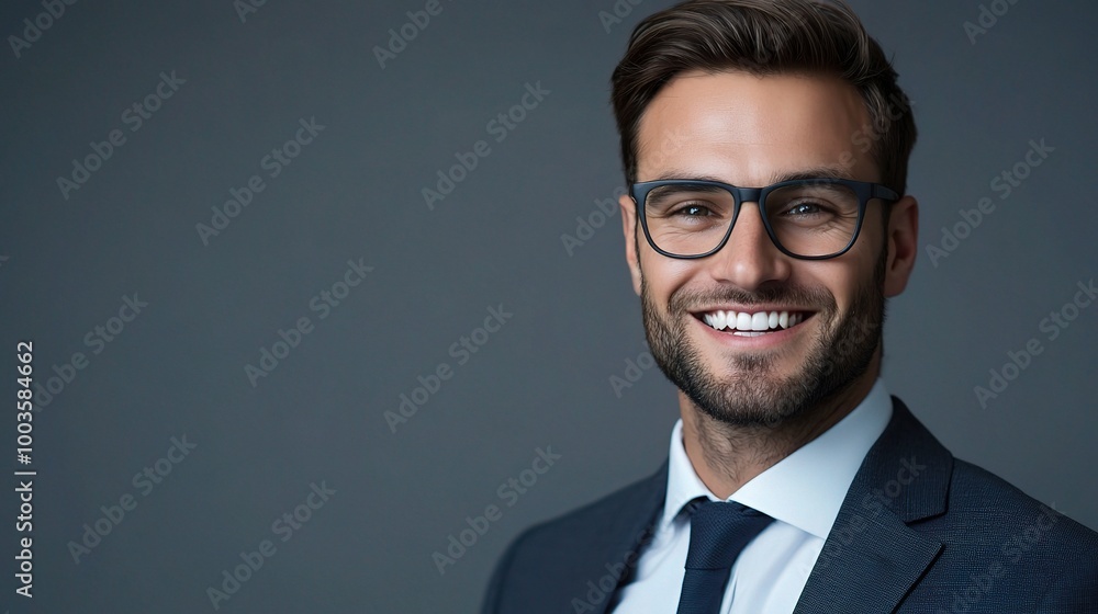 Professional Man Smiling in Business Attire Professional Man Smiling in Business Attire