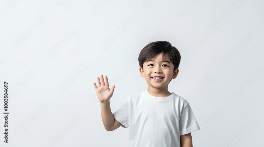 Asian boy with Hand Up Asian boy with Hand Up